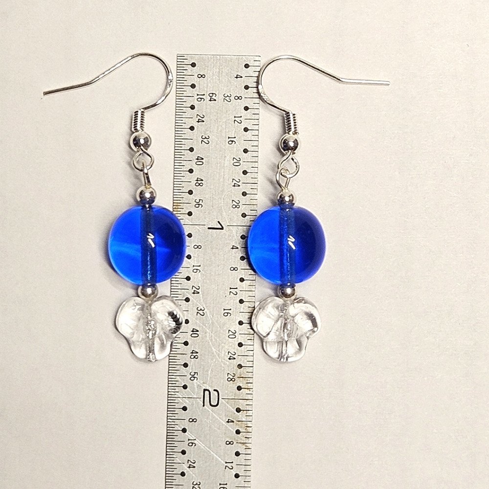 Blue and Clear Glass Beaded Earrings - Picture 6 of 6